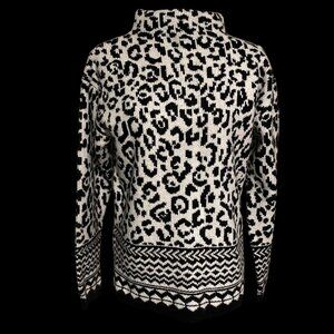 Ann Taylor Black and White Leopard Print Mock Neck Sweater Size Medium